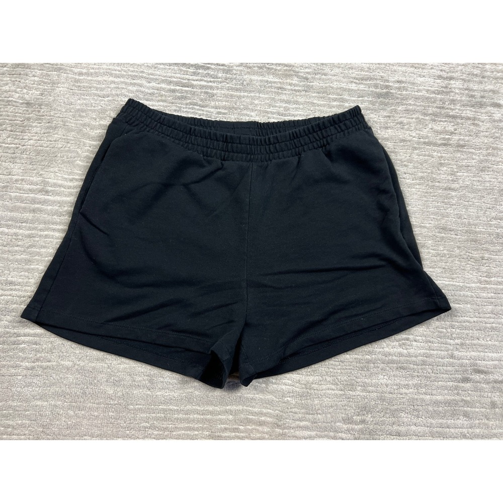 H&M Divided Shorts Womens M Black Basic Jersey Elastic Waist Lounge Casual 30289